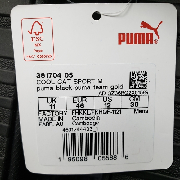 NEW Puma Mens Slides, Sz. 12 great cushion sole. Black and gold - Picture 5 of 6